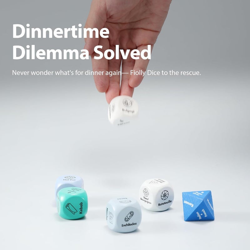 Fiolly Food Decision Dice For Eating Out Food Deciding Dice For Couples Family Gifts Meal Dice Food Decider Game Wood Dice Set 9pcs - Image 3